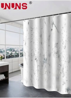 اشتري Marble Bathroom Shower Curtain,Grey And White Fabric Shower Curtain With Hooks,Unique 3D Printing,Decorative Bathroom Accessories,Water Proof,Reinforced Metal Grommets,180x180cm في السعودية