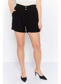 Buy Women High Rise Solid Basic Short, Black in UAE