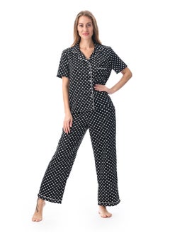 Buy Elegant and Comfortable Sleepwear Top and Pyjama Set Black in UAE