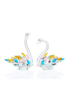 اشتري 2 PCS Colorful Crystal Swans Ornaments, Wedding Anniversary Romantic Gifts for Parents, Glass Swan Figurines Collectibles Birthday Presents Keepsake for Couple Women Home Decor في السعودية