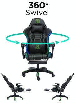 اشتري Game Chair with LED Light RGB Gaming Chair with Footrest Large Ergonomic Computer Desk Chair Video Game Chair for Adults Teens for Gaming Live Streaming Room في السعودية