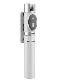 Buy Shiny Crown Selfie Stick Bluetooth Remote Shutter (WHITE) in UAE