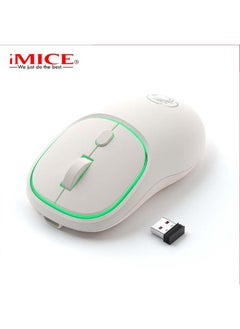 اشتري New IMICE cross-border rechargeable ultra-long battery life 2.4G wireless silent mouse W-618/ W-718 W618 charging Bluetooth + 2.4G dual mode milk tea color في السعودية