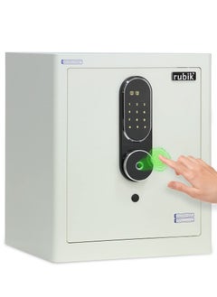 اشتري Safe Box Biometric Fingerprint, Digital Touch Lock and Key, Large Capacity, Suitable for Home Office Business (RB-MGF45, 45x38x32cm) White في الامارات