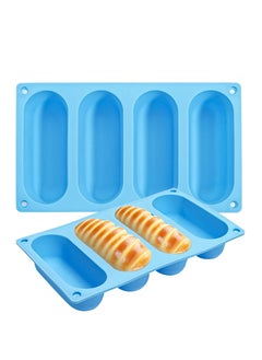 اشتري Hot Dog Bun Pan 2 Pcs Silicone Hot Dog Bun Mould Mini Baguette Baking Tray Mini Loaf Tins for Hot Dog Bun, Mini Cakes, Bread في السعودية