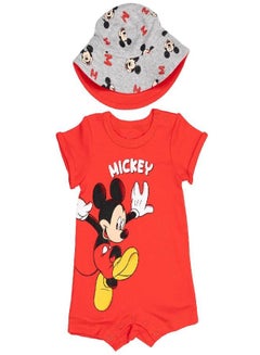 Buy Disney Mickey Mouse Newborn Baby Boys Romper and Sunhat Red 6-9 Months in UAE