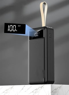 اشتري باور بانك محمول 50000 مللي أمبير في الساعة بإضاءة ليد مع بطارية قابلة لإعادة الشحن وطاقة احتياطية USB مع 4 كابلات دبوس في السعودية
