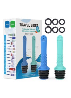 Buy 2 Pcs Portable Bidet for Toilet Universal Travel Bidet Spray for Pregnant Woman Baby Wholesome Health Personal Hand Wash Pump for Hemorrhoids Outdoor Hotel Blue Green in Saudi Arabia