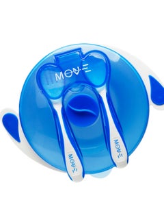 Buy 330ML Baby Suction Bowl with Spoon & Fork for Infant & Toddlers,BPA Free, Blue in UAE