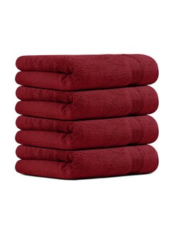 Buy 4 PC 70X140 CM 550 GSM Luxury Home Linen, 100% Premium Cotton, 550 gsm, High Quality Weaving, Durable, Soft and Absorbent,  4 Bath Towel 70x140cm, Burgandi, Made in Pakistan, in UAE