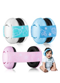 اشتري 3Pcs Kids Ear Protection for Noise Reduction Cancelling Earmuffs with Adjustable Headband Noise Hearing Protection Earmuffs (Blue, White, Pink) في الامارات