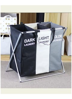 Buy 3 Compartment Laundry Basket Multicolour in Saudi Arabia