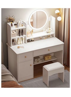 Buy Modern Dresser Bedroom Makeup Table with Mirror and Stool for Girls Ladies Bedroom Dresser Table 100*40*128cm in UAE
