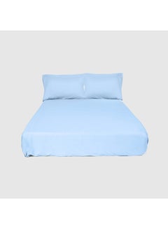 اشتري Homztown Flat Bed Sheet, Single 180X260 Cm With 2 Pillow Cases 50X70Cm, Baby Blue في مصر