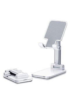 Buy Cell Phone Stand Adjustable phone holder for Desk Foldable Desktop Tablet Stand Holder Double Adjustable Mobile stand Phone Tablet Holder (White) in UAE