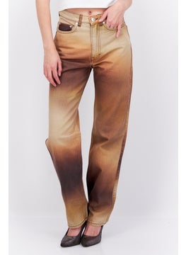 اشتري Women Regular Fit Washed Non Stretchable Denim, Brown/Beige في الامارات