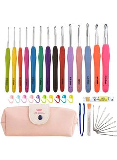 Buy Soft Grip Handles Crochet Hooks Smooth Knitting Needles Kit Weave Yarn Set with Bag-14pcs in UAE