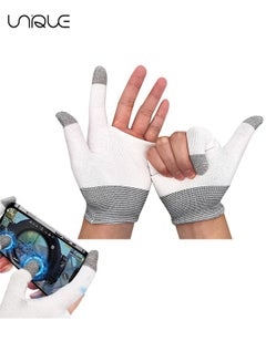 Buy E-Sports Gaming Gloves Finger Sleeves Anti-Sweat Breathable Thumb for Highly Sensitive Nano-Silver Fiber Material and Nylon PUBG Mobile Phone Games Accessories (White) in UAE