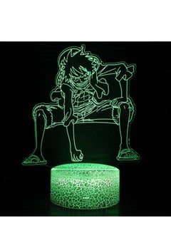 Buy Cartoon One Piece Hero Monkey D. Luffy Anime Figure Paramount War 3D LED Optical Illusion Bedroom Decor Table Lamp with Remote 7 Colors Acrylic Sleep Night Light Birthday EID Gifts for Child Kids in UAE