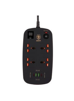 Buy 4 AC 2 USB & 2 USB-C PD 40W Multiport Smart Power Socket 3500W 3M, Equipped With Multiple Protection Measures To Protect Your Safety, Four Sockets, Smart USB & Timer - Black in UAE