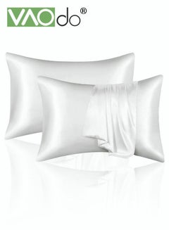 Buy 2 Silk Pillowcase Set Soft Breathable (51*102CM, White) in UAE