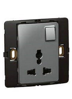 Buy 2P+E Multistandard socket outlet Mallia 16A 250V/15A 127V 1 gang silver in UAE