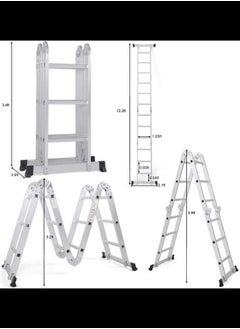 Buy Multi Purpose Folding Step Ladder Platform Extendable Scaffold Ladder 3.8M 12.5 Feet EN131 Aluminum 7 in 1 Extension Step Lightweight 330LB (12.5 Ft) in UAE