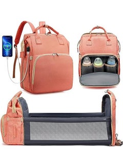 اشتري Diaper Bag Backpack with Changing Station, Travel Diaper Backpack Changing Baby Bag for Boys Girls Support Waterproof & Foldable Large Capacity with USB Charging Port في السعودية