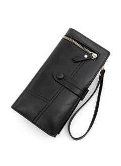 اشتري Fashion Hasp Ladies Soft PU Leather Clutch for Women Long Wallet Phone Zipper Bag Card Holder for Shopping Money Bag with Strap 19.5*10*2.5cm في السعودية