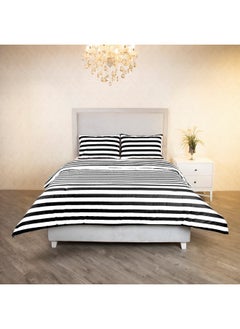 اشتري Malta 3-Piece Striped Printed Cotton Super King Duvet Cover Set 240 x 220 cm في الامارات