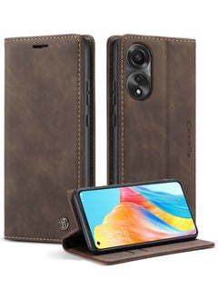 Buy CaseMe Oppo A78 4G Wallet Case Book Folding Flip Folio Case with Magnetic Kickstand Card Slots Protective Cover - Coffee in Egypt