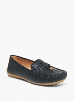 Buy Textured Slip-On Loafers with Tassel Detail in Saudi Arabia