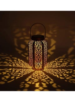 Buy Solar Light, Outdoor Solar Lantern, Decorative Metal Chandelier Night Light, LED Hanging Lanterns Solar Powered with Handle, Pattern Projection Lamp for Garden Yard Lawn Decor (A) in UAE