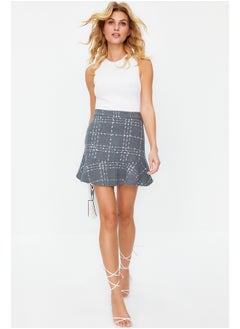 اشتري Gray Skirt Tip Flounce Tweed Fabric Mini Woven Skirt TWOAW22ET0448 في مصر