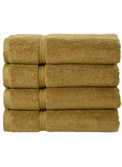 Buy 4-Piece 100% Combed Cotton 550 GSM Quick Dry Highly Absorbent Thick Handroom Soft Hotel Quality For Hand And Spa Hand Towel Set Beige 40x70cm in UAE