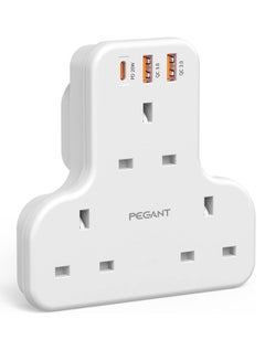 Buy 3 Way Multi Plug Adapter Power Extension with 3 USB Ports, 1 Type C 20W in UAE