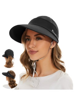 Buy Sun Hats for Women with UV Protection, Wide Brim 2 in 1 Zip off Viso, Stylish and Packable Summer Beach Hat for Women, Perfect for Golf and Outdoor in UAE