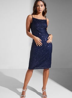 Buy Sequin Side Slit Dress in UAE