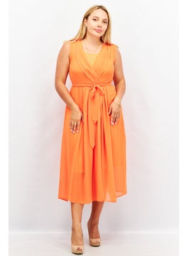 Buy Women Textured Midi Dress, Orange Combo in UAE