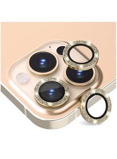Buy Camera Lens Protector, 9H Tempered Glass Film Full Cover Glitter BLING Gold LENS Compatible for iphone 13pro/13pro max in UAE