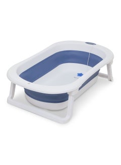 اشتري Foldable Baby Bathtub with Digital temperature display  Mini swimming pool bather for baby with Non slip design   Blue في السعودية