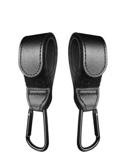 Buy Black Baby Stroller Leather Hooks for Hanging, 2 PCS Diaper Bag Stroller Straps Mommy Hook for Stroller in UAE