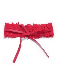 اشتري Lace Wide Wwaist Strap Ladies Decorative Belt 92cm Red في الامارات