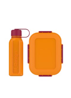 Buy Lunch Box Set + Water Bottle 500 milliliter -Orange/Fuchsia in Egypt