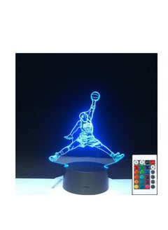 Buy Greatest Basketball Player Michael Jordan Dunk Chicago Bulls 3D LED Night Light Lamp with Remote Controller in UAE