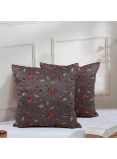 Buy Blossom Dark Grey 16x16 Inch Decorative Cushion & Cushion Cover-Set of 2 in UAE