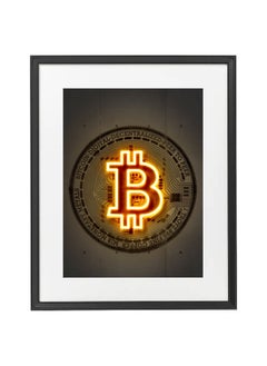 اشتري Bitcoin Neon Printed Poster With Frame 50x40 cm في الامارات