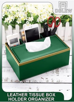 Buy Multifunction Faux Leather Rectangular Tissue Box Cover Desk Napkin Paper Towel Storage Container With Pen Pencil Stationery Phone Remote Control Holder Storage Organizer For Home Restaurant And Offic in UAE