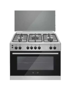 Buy Gas Cooker, 5 Burners, 90 cm, Stainless Steel - FS9104M in Egypt