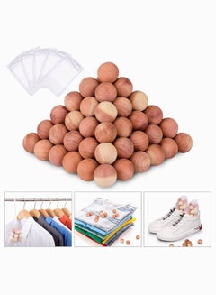 Buy Cedar Balls, Natural Aromatic Red Cedar Wooden Moth Balls Anti Moth Freshener & Deodoriser for Wardrobes Clothes Storage Drawer Wardrobe Freshener Accessories with 5 Satin Bags (30Pcs) in Saudi Arabia
